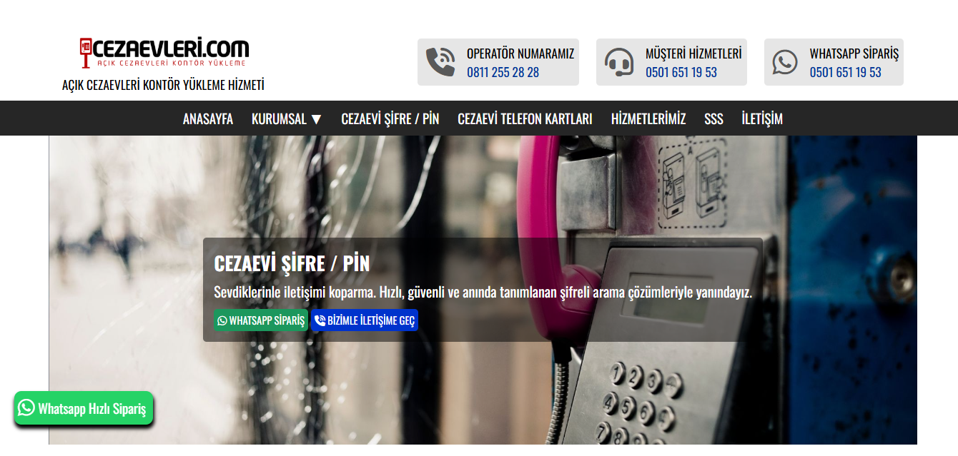 cezaevleri kontör yükleme